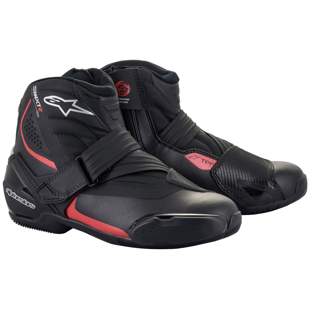 Alpinestars SMX-1 R v2 Boot Black/Red - Front Side View of Pair