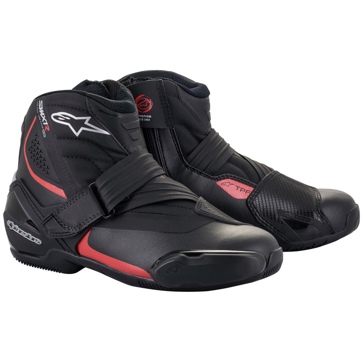 Alpinestars SMX-1 R v2 Boot Black/Red - Front Side View of Pair
