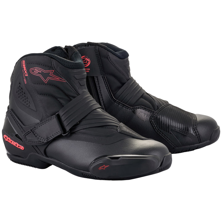 Alpinestars Stella SMX-1 R v2 Boot Black/Diva Pink - Front Side View of Pair
