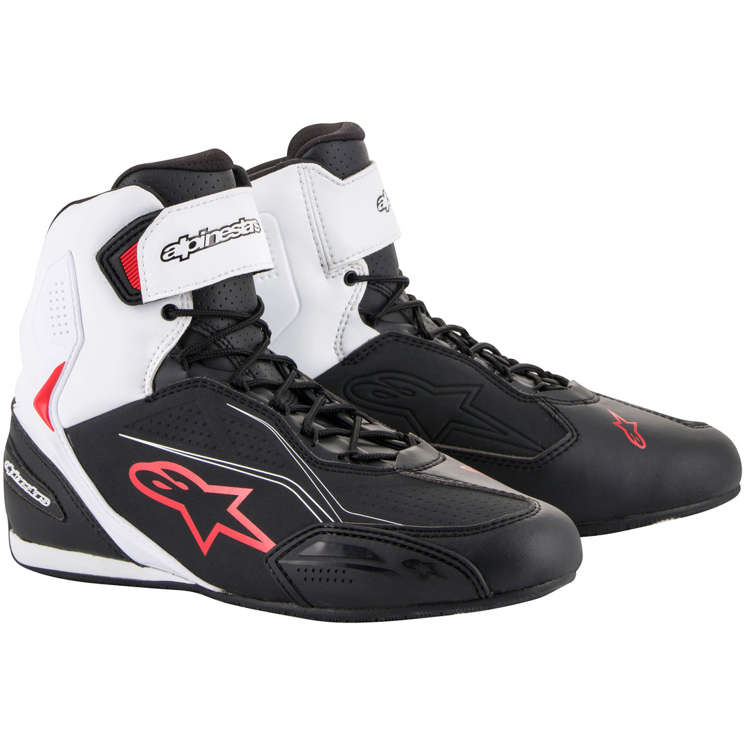 Alpinestars Faster-3 Riding Shoe Black/White/Red - Front Side View of Pair