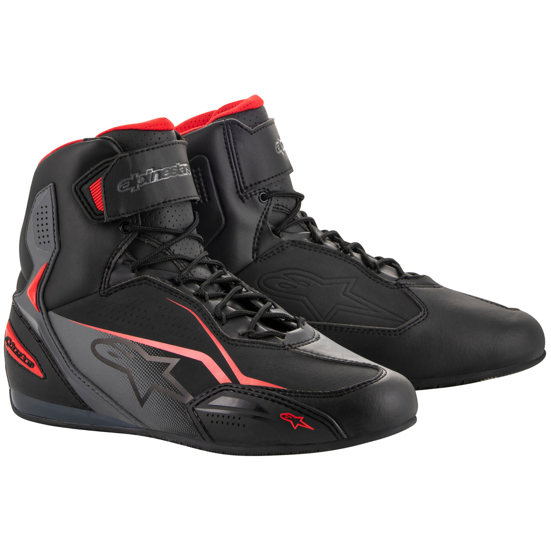Alpinestars Faster-3 Riding Shoe Black/Gray/Red - Front Side View of Pair