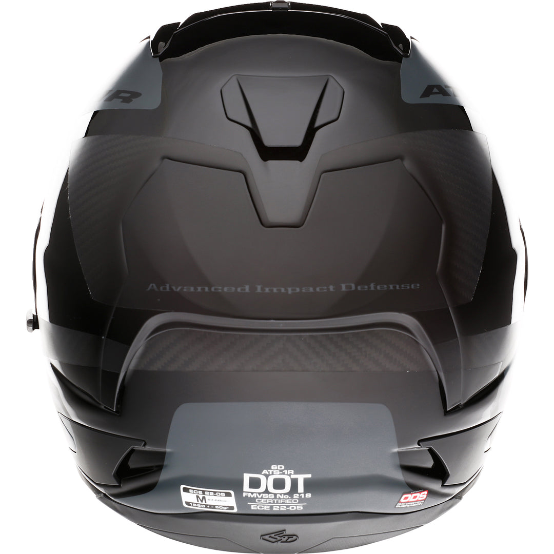 6D Helmets ATS-1R Wyman Helmet Black/Gray - Rear View