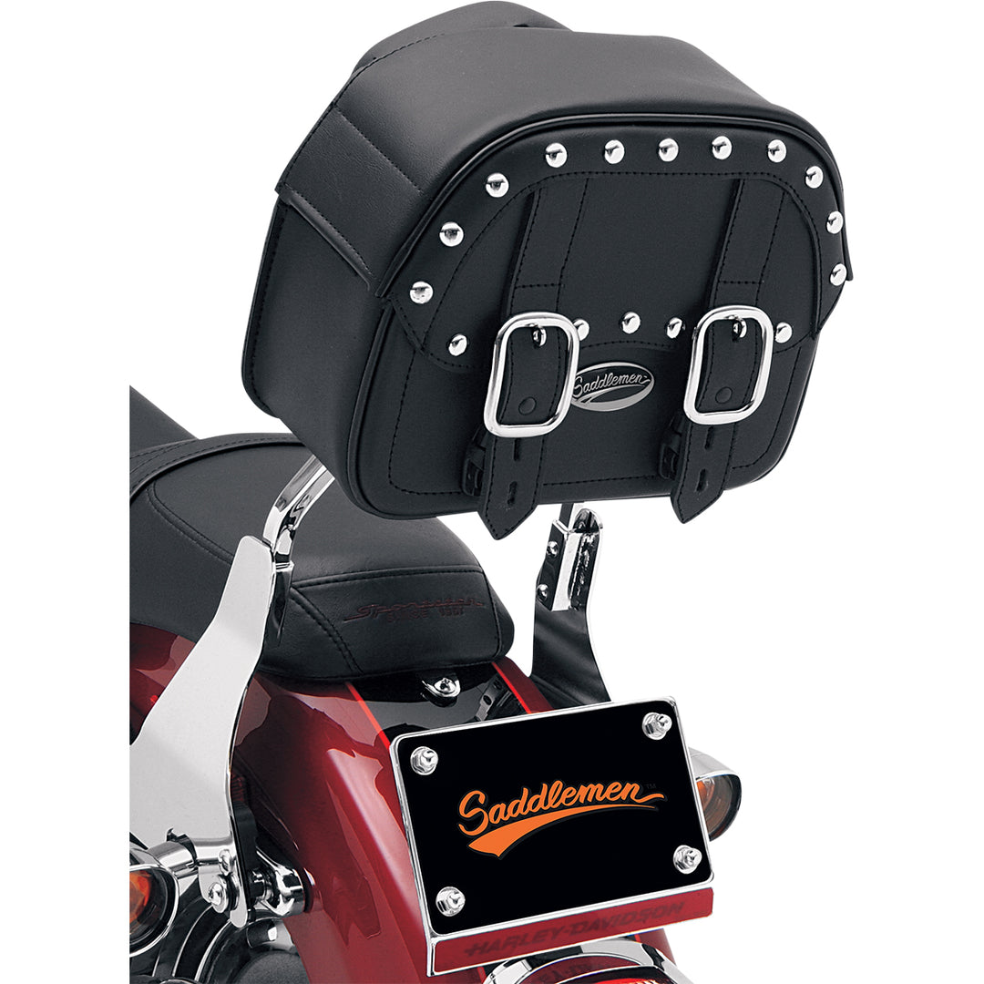 SADDLEMEN Large Desperado™ Sissy Bar Bag - Front Side View Attached to Sissy Bar