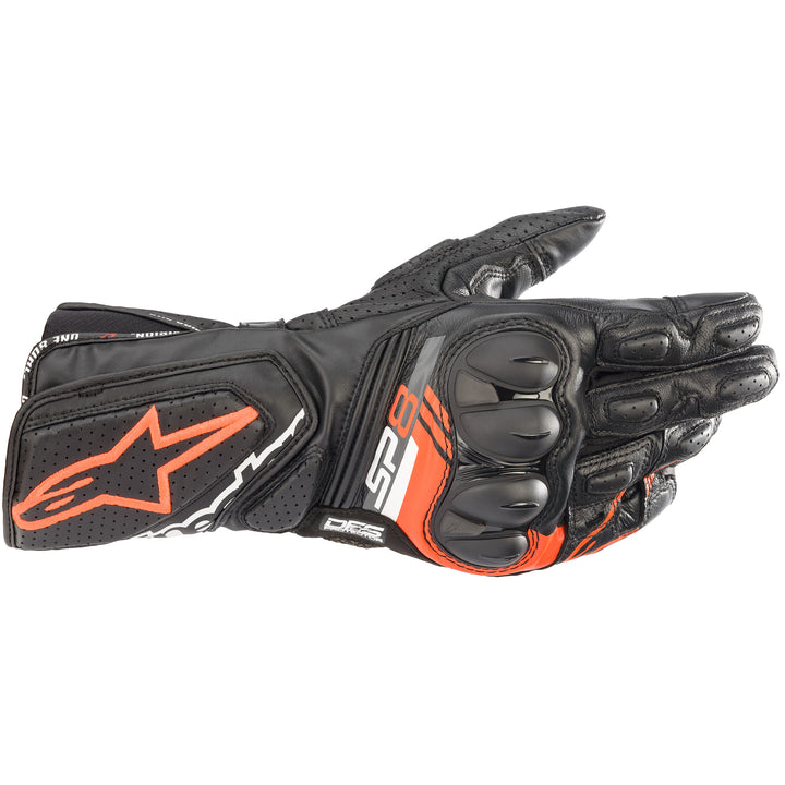 Alpinestars SP-8 v3 Glove Black/White/Bright Red - Back of Hand View