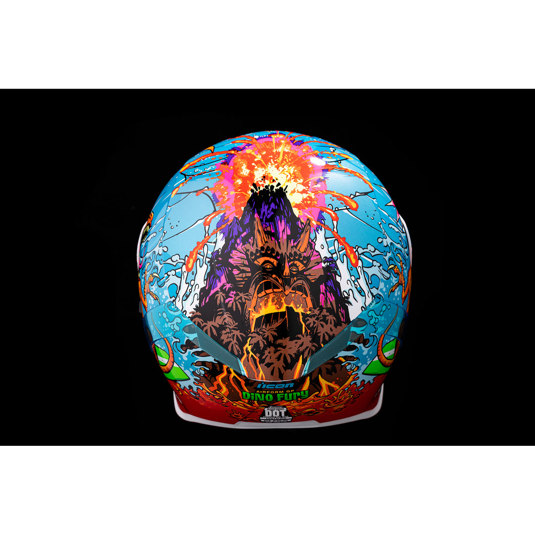 ICON Airform™ Dino Fury Helmet - Rear View with Dark Studio Background