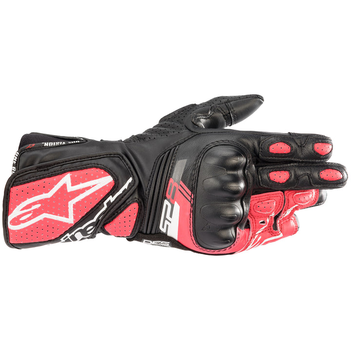 Alpinestars Stella SP-8 v3 Glove Black/White/Diva Pink - Back of Hand View