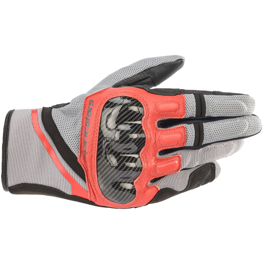 Alpinestars Chrome Glove Ash Gray/Black/Bright Red - Back of Hand View