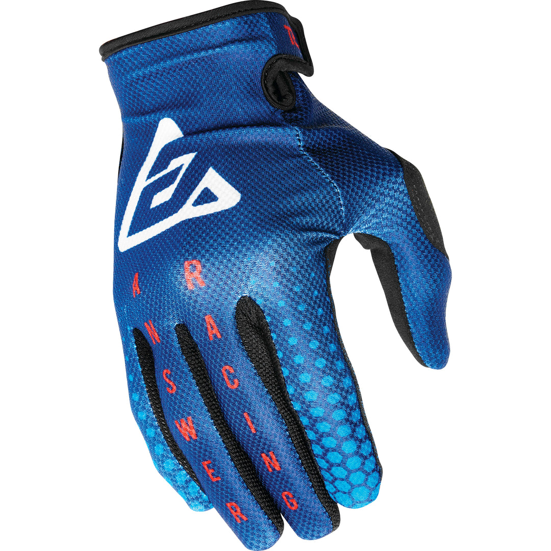 Answer Youth A21 AR1 Swish Off Road Gloves Pro Blue/Astana/Red - Back of Hand View