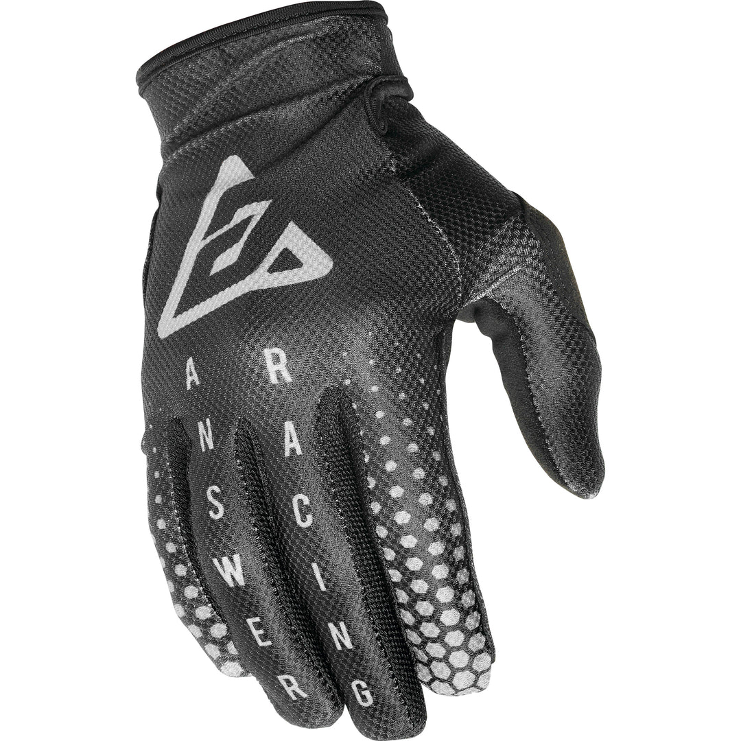 Answer Youth A21 AR1 Swish Off Road Gloves Black/Nickel/Charcoal - Back of Hand View