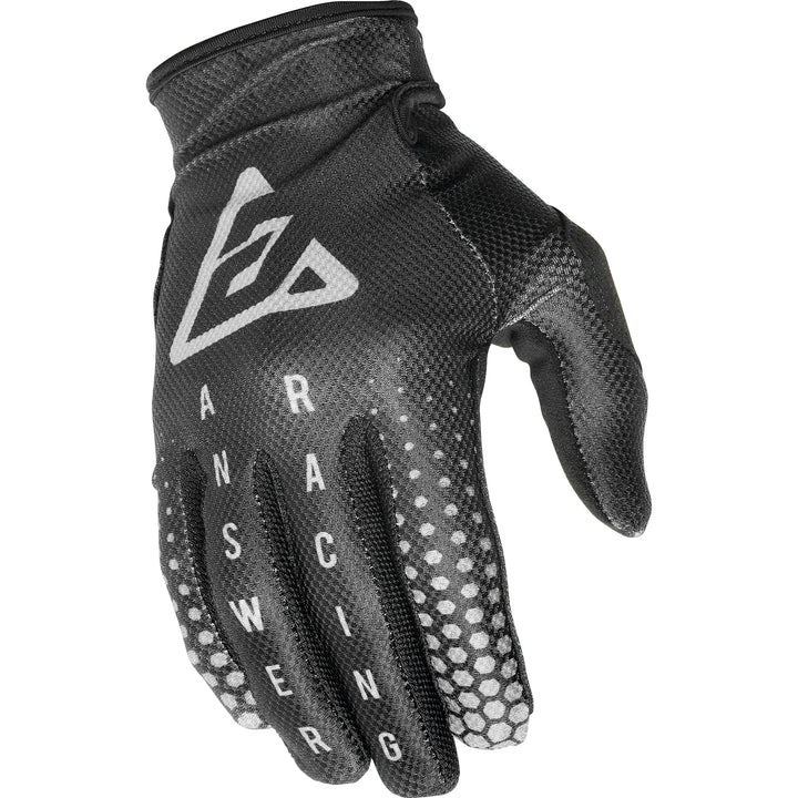 Answer Youth A21 AR1 Swish Off Road Gloves Black/Nickel/Charcoal - Back of Hand View