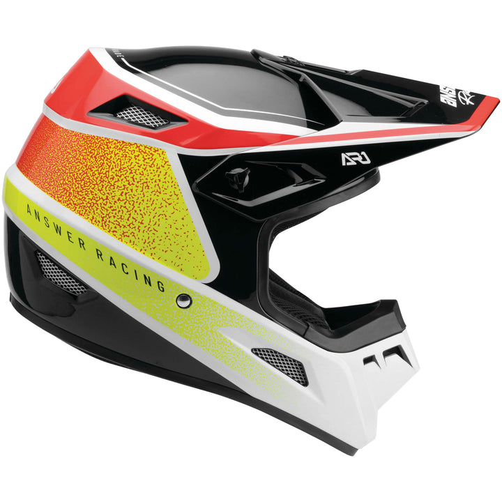 Answer AR1 Vivid Youth Off Road Helmet Answer Red/White/Hyper Acid - Right Side View