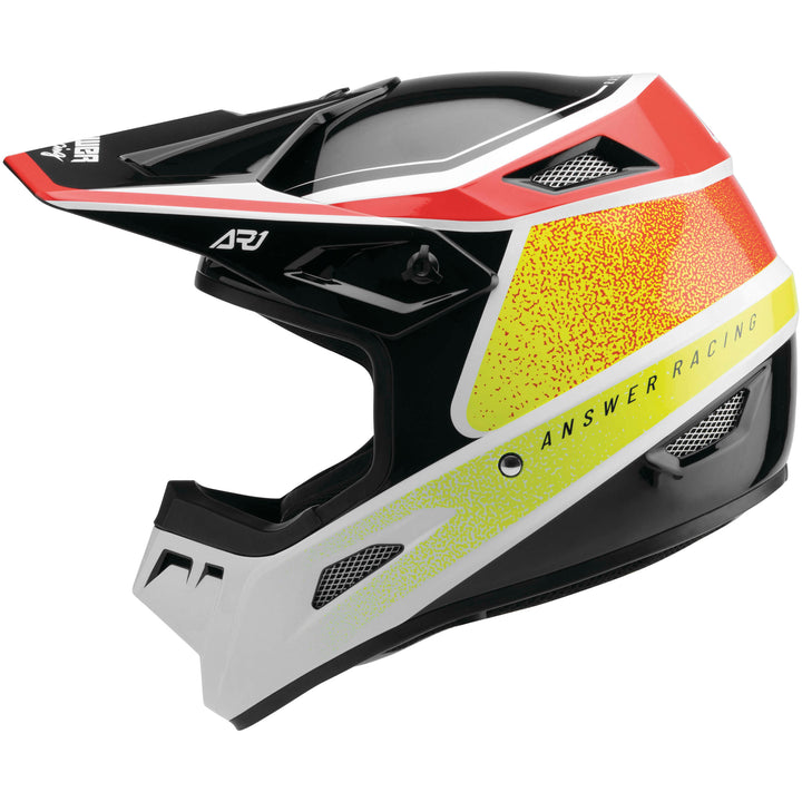 Answer AR1 Vivid Youth Off Road Helmet Answer Red/White/Hyper Acid - Left Side View