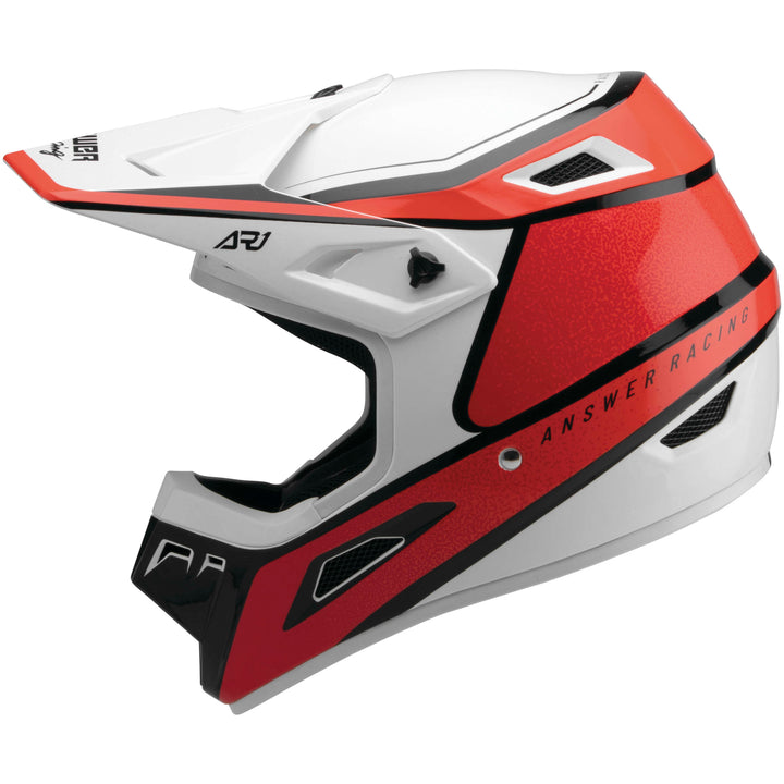 Answer AR1 Vivid Youth Off Road Helmet Answer Red/Flo Red - Left Side View