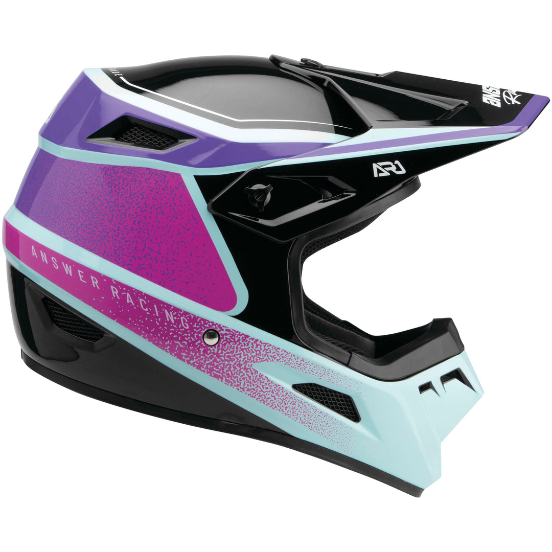 Answer AR1 Vivid Youth Off Road Helmet Purple/Rhodamine Red/Seafoam - Right Side View