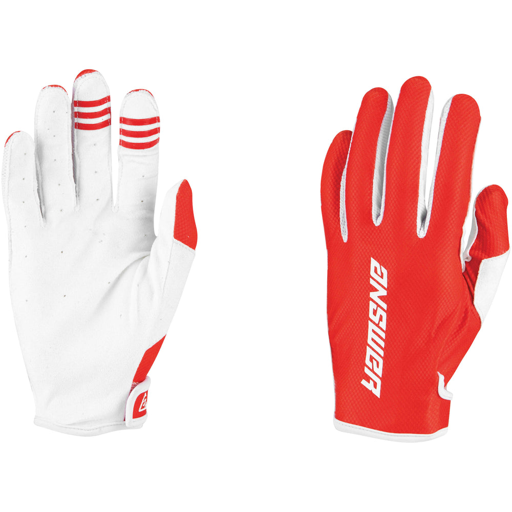 Answer Racing Youth Ascent Glove Red/White - Back of Hand and Palm Views of Pair