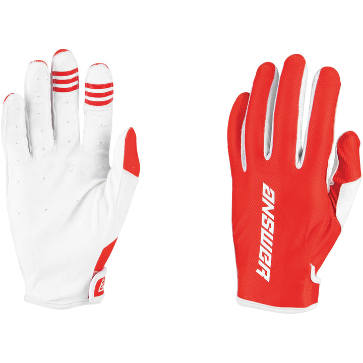 Answer Racing Youth Ascent Glove Red/White - Back of Hand and Palm Views of Pair