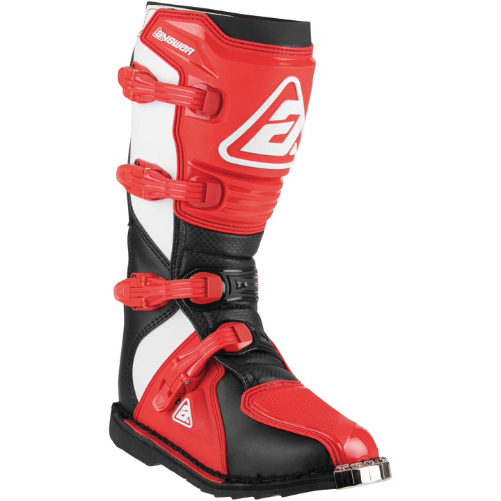 Answer Racing AR1 Race Boots Black/Red - Front Outer Side View