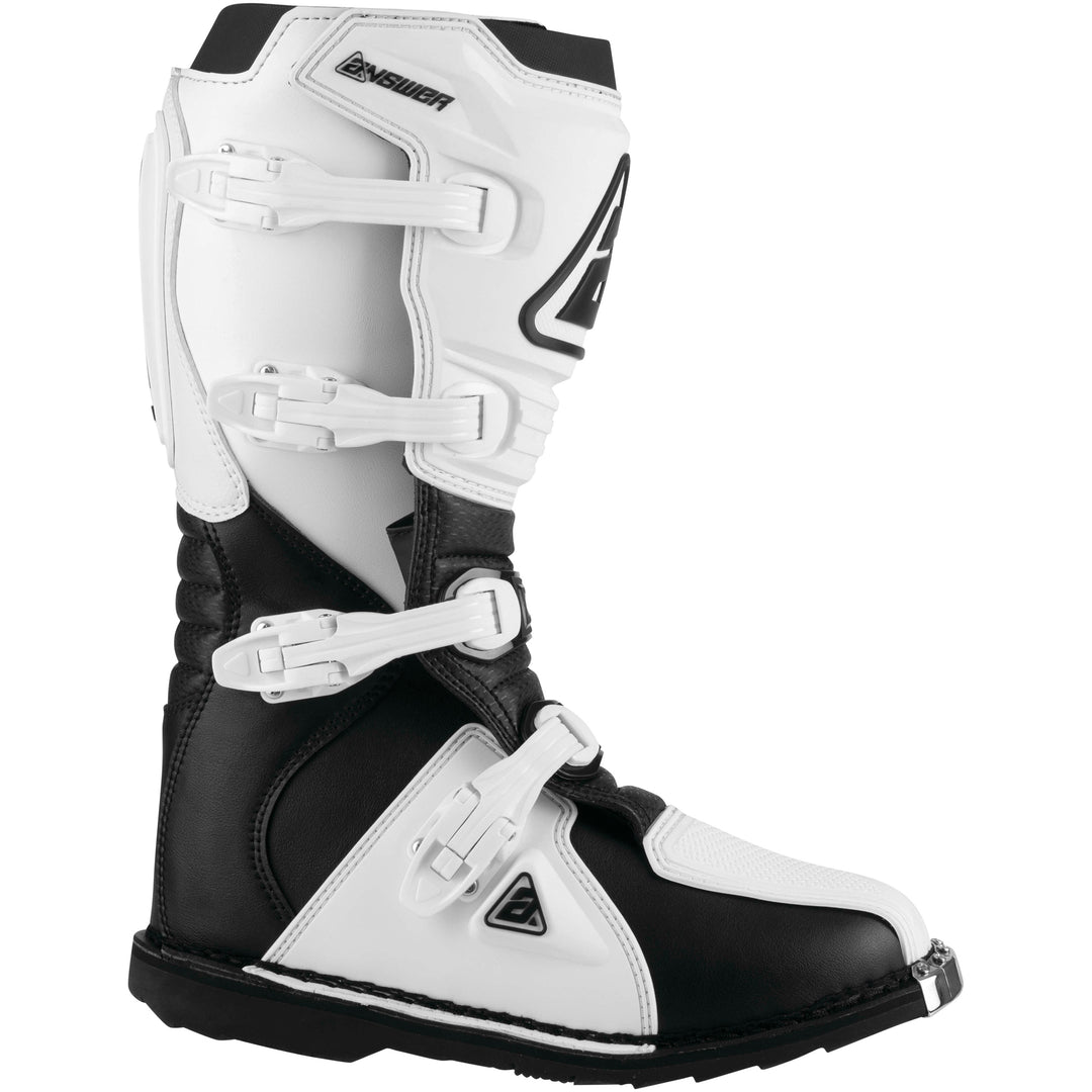 Answer Racing AR1 Race Boots Black/White - Outer Side View