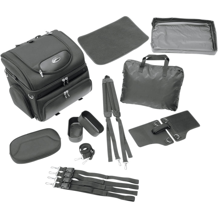 SADDLEMEN Pet Voyager - Front Top View with Extra Straps and Liners Displayed