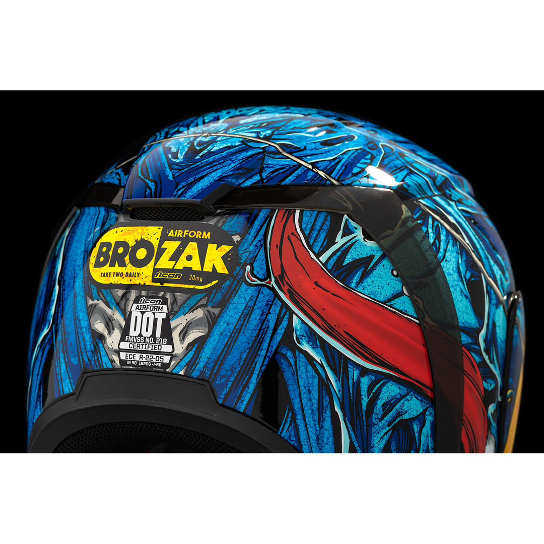 ICON Airform™ Brozak MIPS® Helmet Blue - Close-Up of Rear Right Side Details