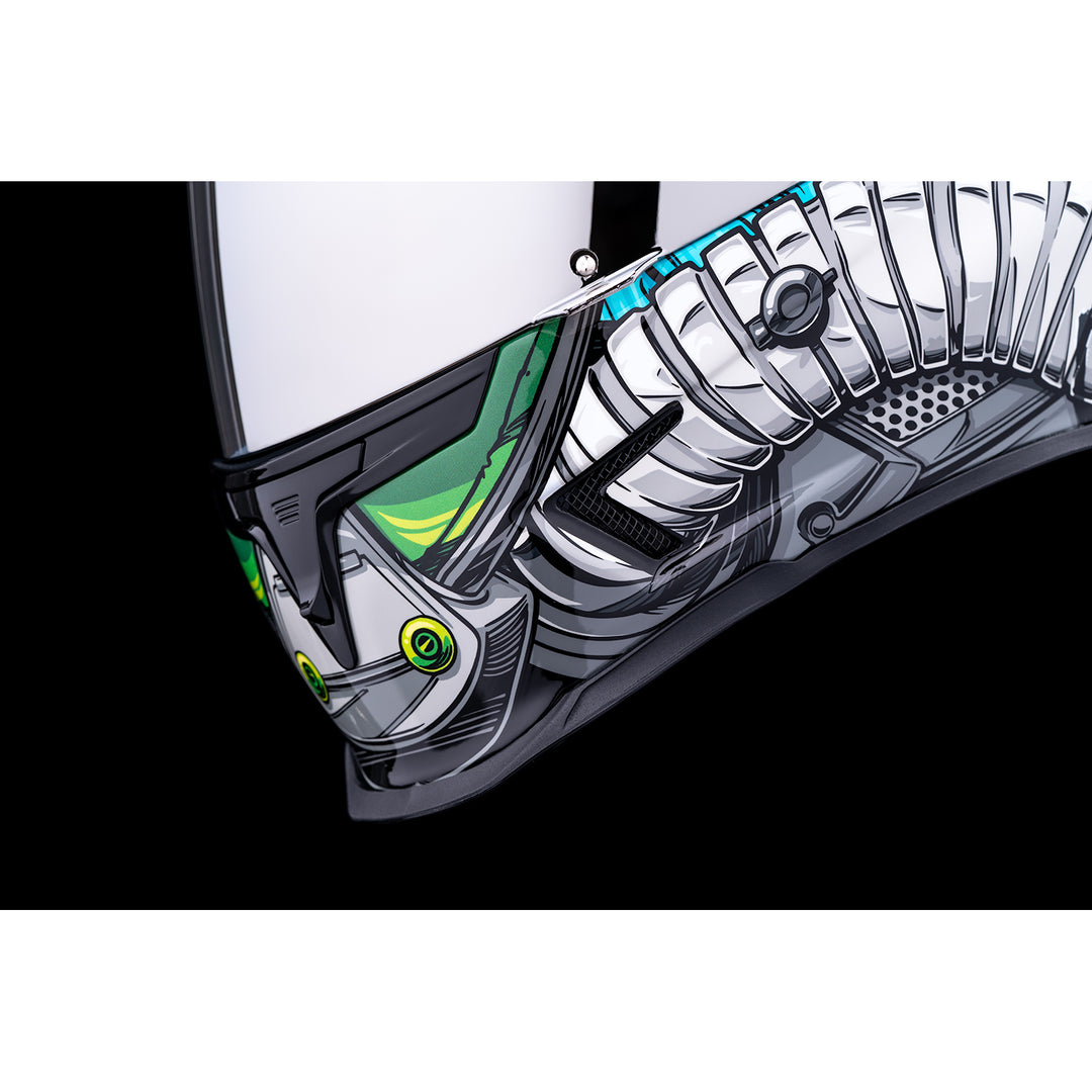 ICON Airframe Pro™ Outbreak Helmet Blue - Close-Up of Mouth Vents