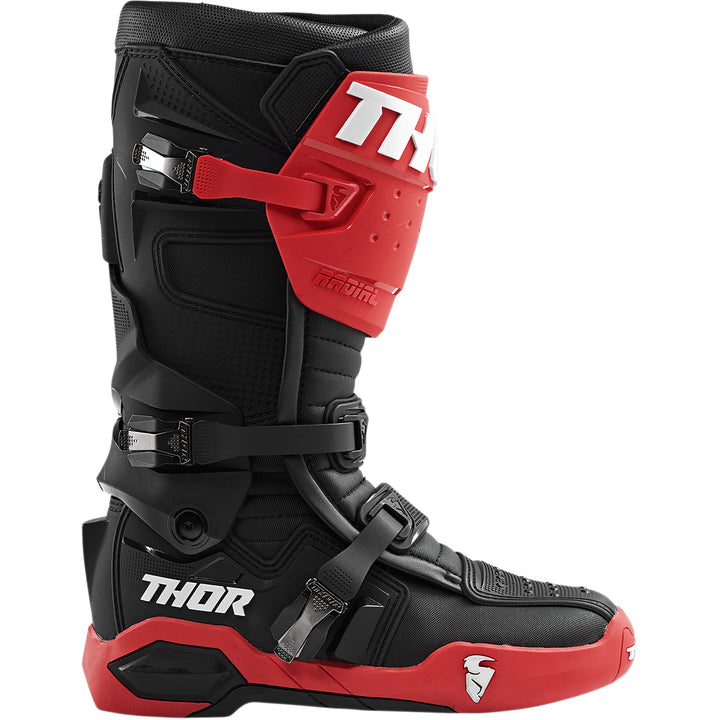 THOR Radial MX Boots Red/Black - Outer Side View