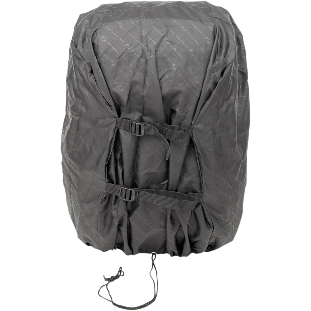 SADDLEMEN BR4200 Sissy Bar Bag - Front View with Rain Cover Wrapped Around