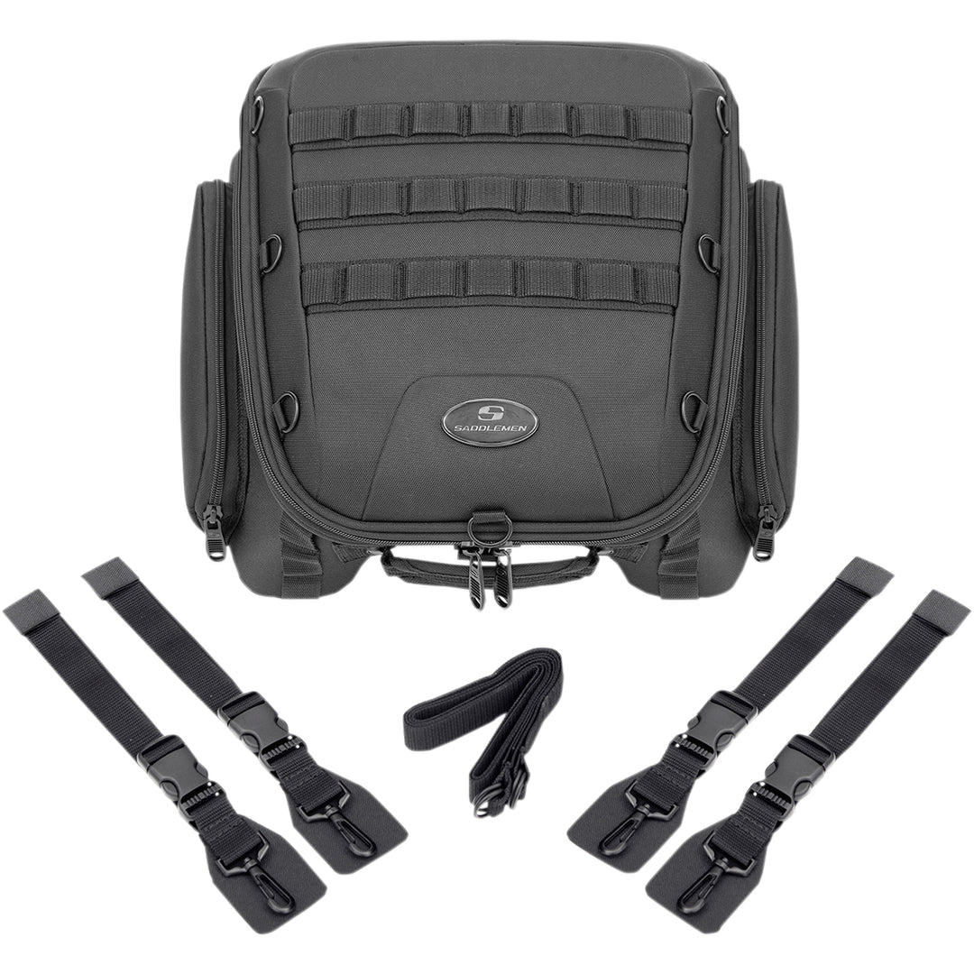 SADDLEMEN TS1450R Tactical Tunnel Bag - Top View with Extra Straps Displayed