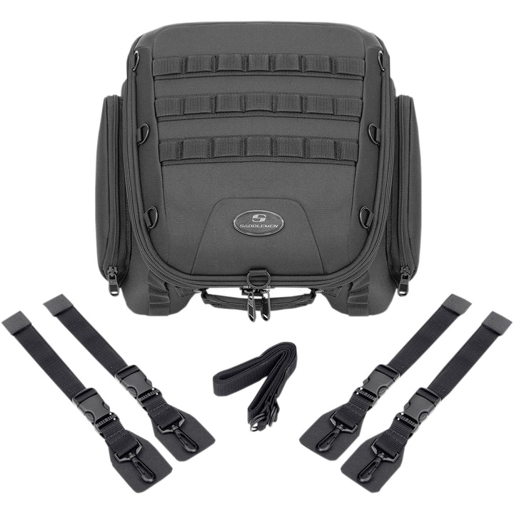 SADDLEMEN TS1450R Tactical Tunnel Bag - Top View with Extra Straps Displayed