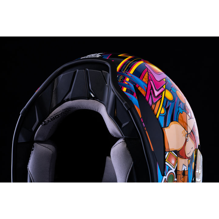 ICON Domain™ Lucky Lid 4 Helmet Red - Close-Up of Bottom Rear Details