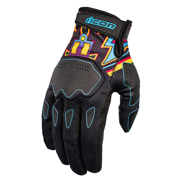 ICON Hooligan Lucky Lid Gloves Black - Back of Hand View