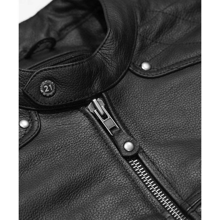 Highway 21 Gasser Jacket Black - Close-Up of Front Zipper