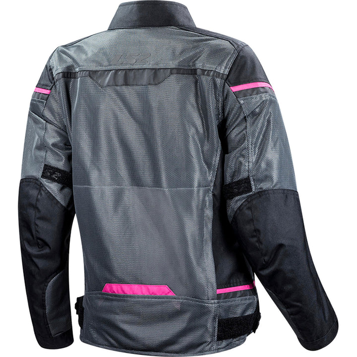 LS2 Helmets Riva Women's Motorcycle Jacket Black/Dark Gray/Pink - Rear View