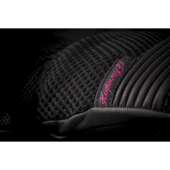 Highway 21 Turbine Women's Glove Black - Close-Up of Logo Tag Sewn into Wrist