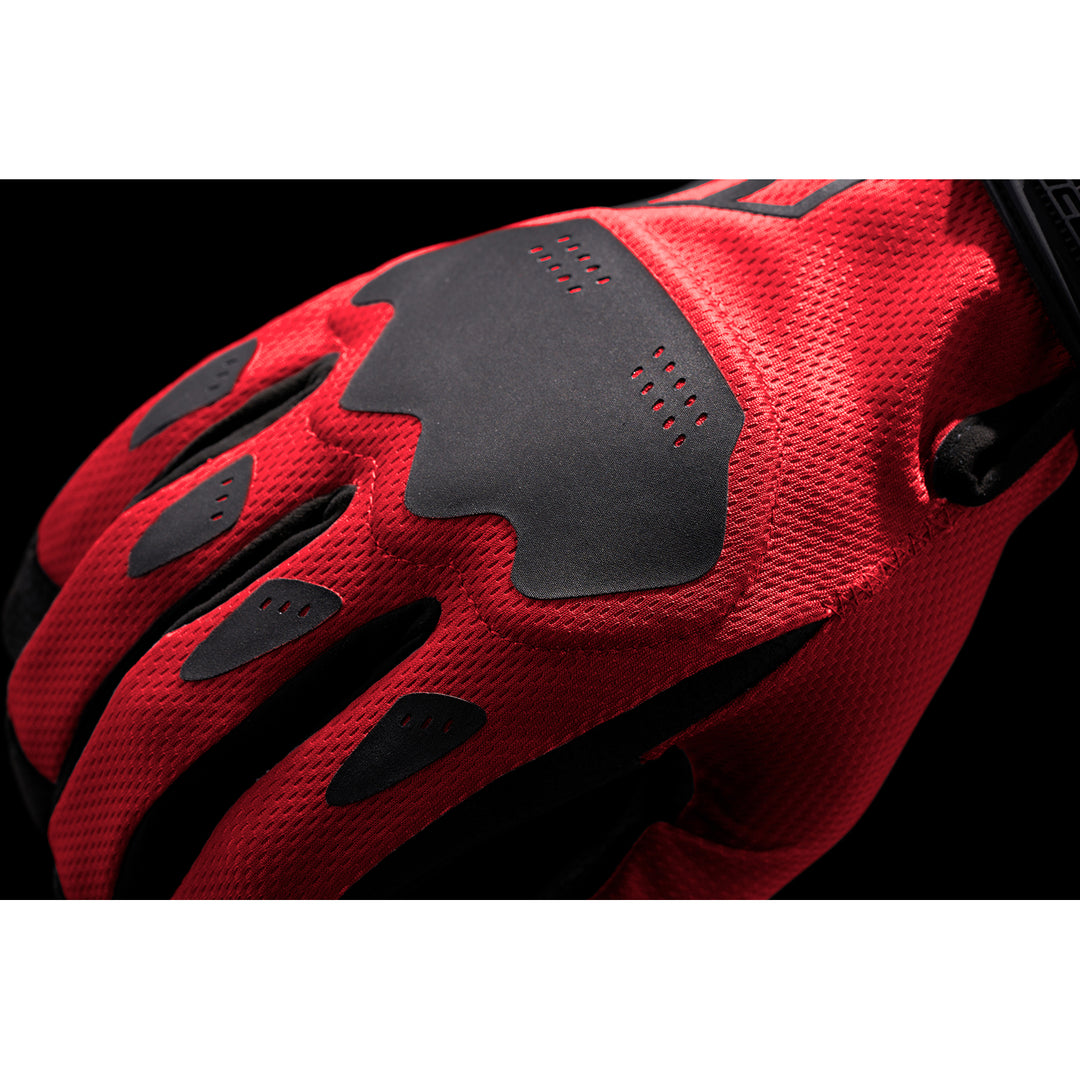 ICON Hooligan CE Gloves Red - Close-Up of Back of Hand