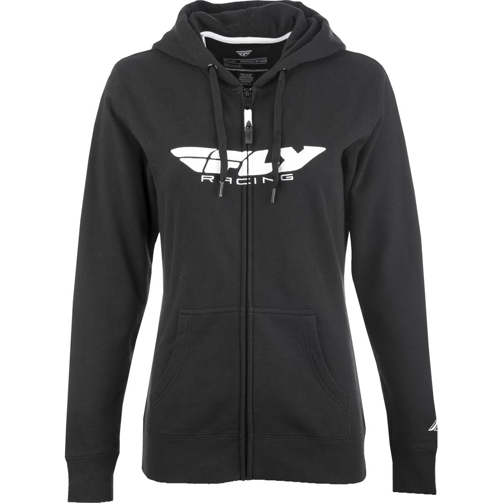 Fly Racing Corporate Women's Zip-Up Hoodie Black - Front View