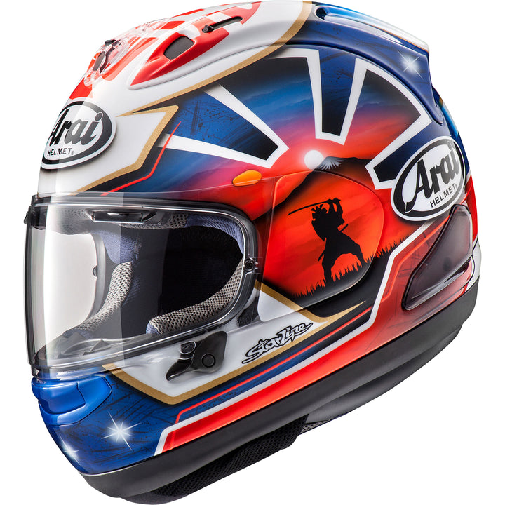 Arai Corsair-X Dani Samurai-2 Helmet Blue - Front Side View
