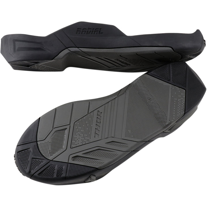 THOR Radial MX Boots Black - Display View of Pair of Soles
