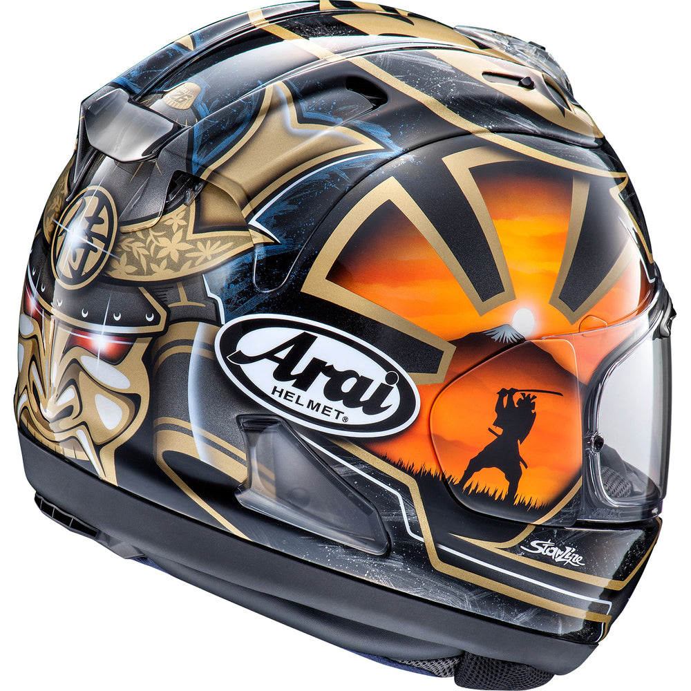 Arai Corsair-X Dani Samurai-2 Helmet Black - Rear Side View