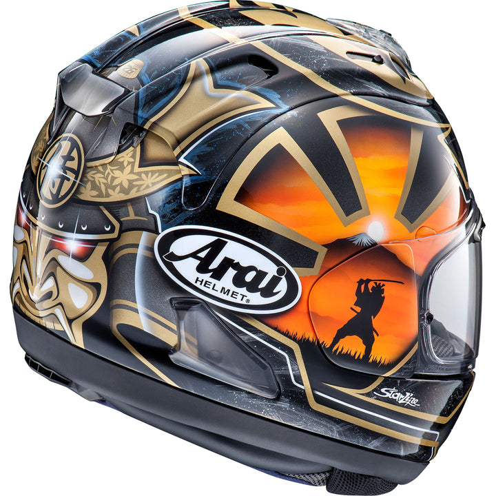 Arai Corsair-X Dani Samurai-2 Helmet Black - Rear Side View