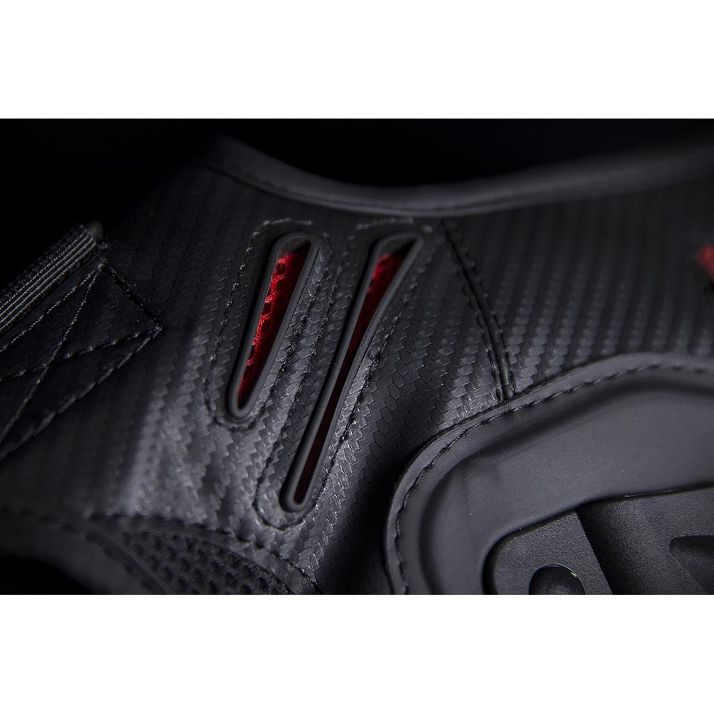 ICON Stryker Vest Red - Close-Up of Rear Shoulder Vents