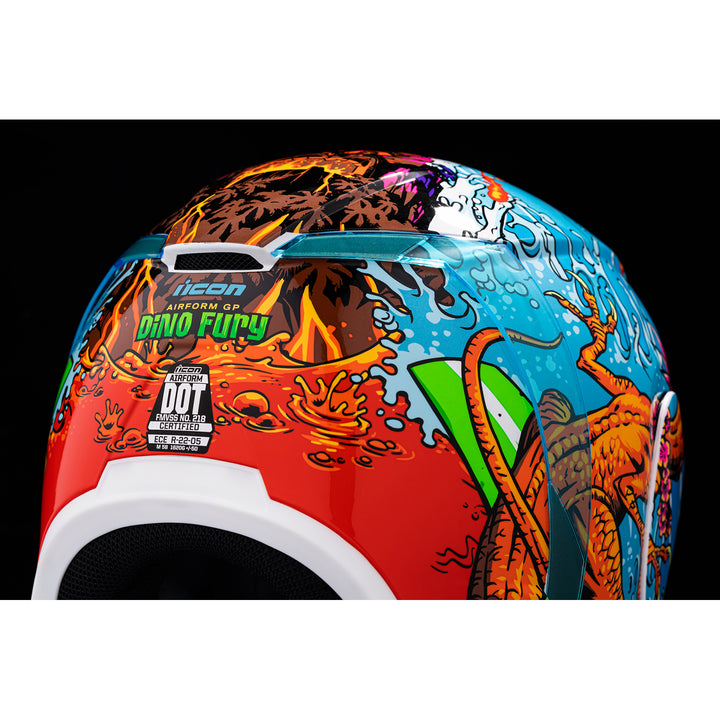 ICON Airform™ Dino Fury Helmet - Close-Up of Rear Right Side Details