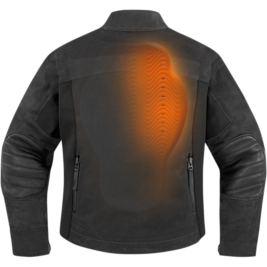 ICON D3O Viper 2 Impact Protector - Rear View of Jacket with X-Ray Vision of Inserted Protector