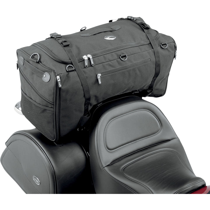 SADDLEMEN TS3200 Deluxe Sport Tail Bag - Angled Front View Attached to Passenger Seat