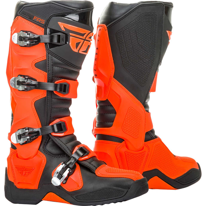 Fly Racing FR5 Boots Orange - Rear Side View of Pair