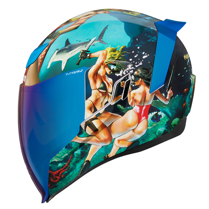 ICON Airflite™ Pleasuredome4 Helmet Blue - Left Side View