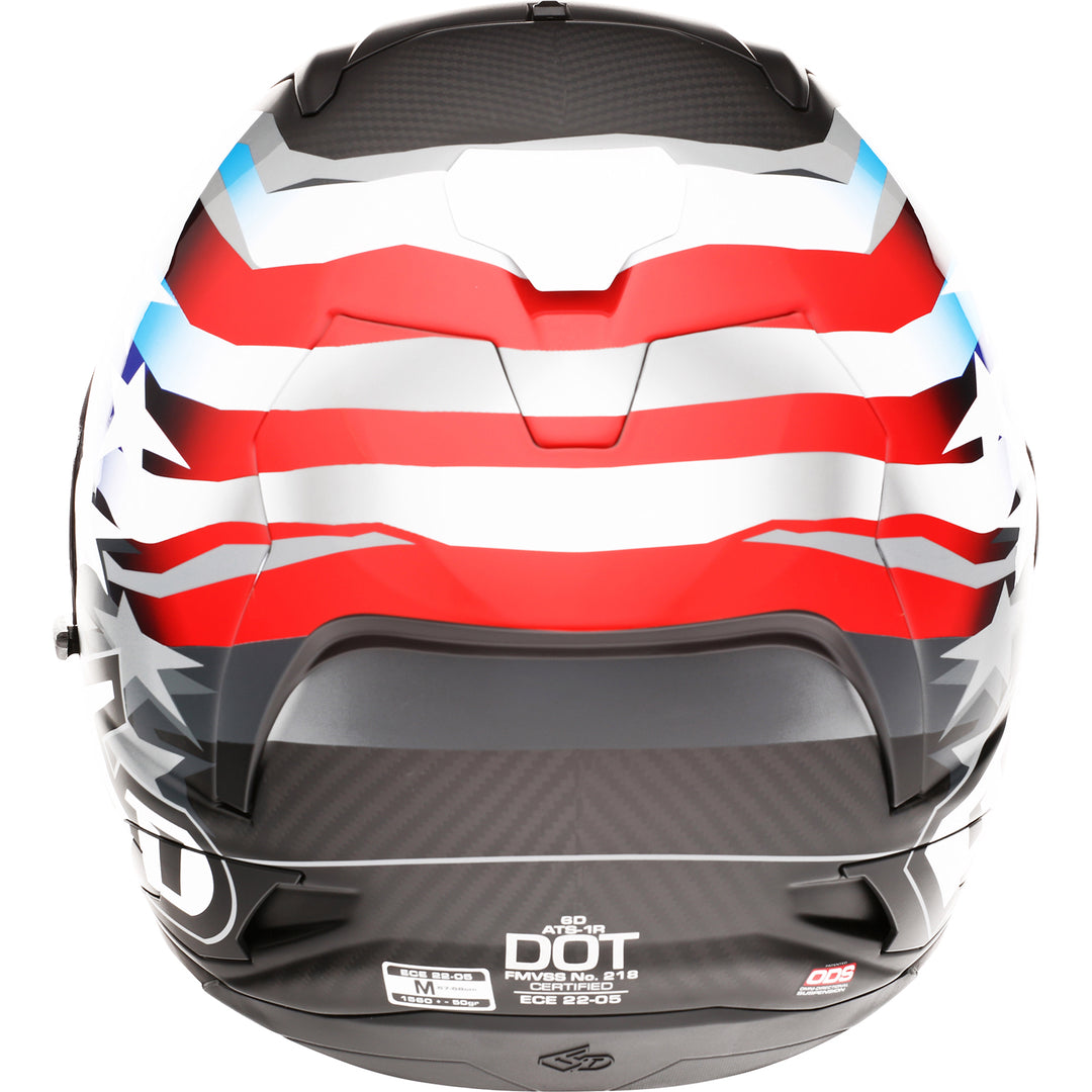 6D Helmets ATS-1R Patriot Helmet Red/White/Blue - Rear View