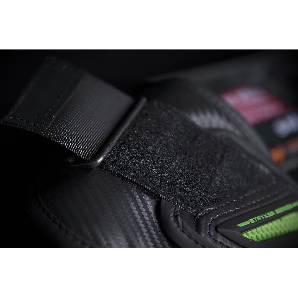 ICON Stryker Vest Green - Close-Up of Shoulder Velcro Strap