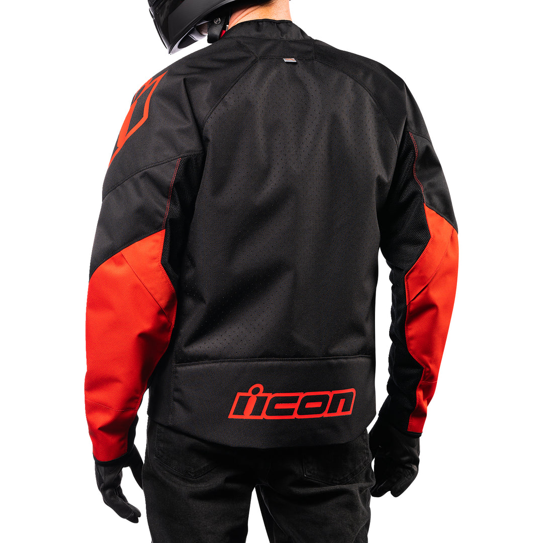 ICON Hooligan™ CE Jacket Slayer - Rear View with Model Posing in Jacket