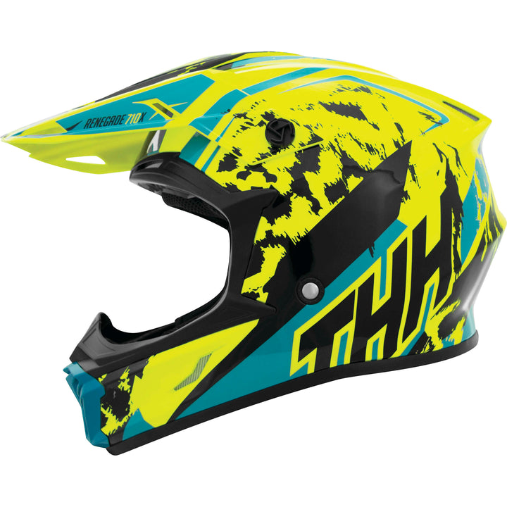 THH T710X Renegade Youth Off Road Helmet Yellow/Green - Side View